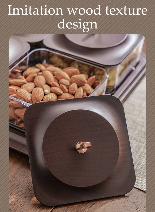 طبق تقديم المكسرات والحلويات بـ 4 أقسام، أطباق تقديم الوجبات الخفيفة المقسمة، صينية تقديم الوجبات الخفيفة مع غطاء، مضادة للغبار والرطوبة، قابلة للفصل، مع صينية، للفواكه والمكسرات والوجبات الخفيفة والحلويات والتوابل - Image 5