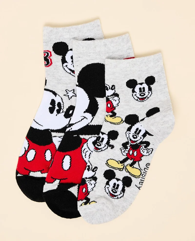أر أند بي 3 Pack Mickey Mouse Print Ankle Socks