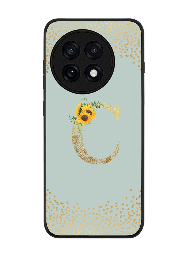 Stylizedd For OnePlus 13R / Ace 5 Pro Case,Slim fit Camera Protection, Shockproof Thin Phone cover  - Custom Floral Monogram - C  (Light Grey )