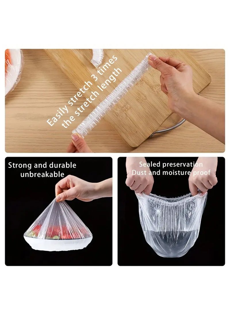 Plastic Bowl Covers 100pcs Elastic Reusable, Shower Caps for Sourdough Bread Proofing, Outdoor Food Covers to keep Bugs Away, Stretch Bowl Covers for Outside, Rising, Fly, Picnic, Fridge  - Image 4