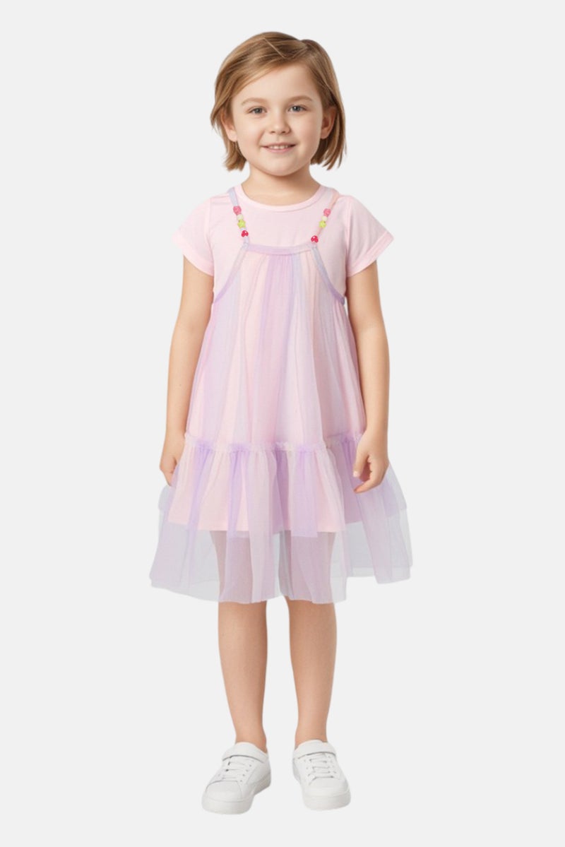 English Laundry Kids Girl 2 In 1 Textured Dress, Pink - Image 1