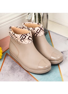 Wholesale Fashionable Spring Autumn Japanese Style Rain Shoes Adult Short Tube Water Shoes Non-slip Wear-resistant Womens Boots Khaki + cotton sleeve