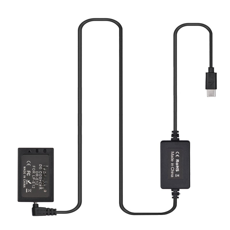 PD USB Type-C Cable to DR-E12 Dummy Battery DC Coupler LP-E12 Replacement for Canon EOS M2 M10 M50 M100 M200 Cameras - Image 1