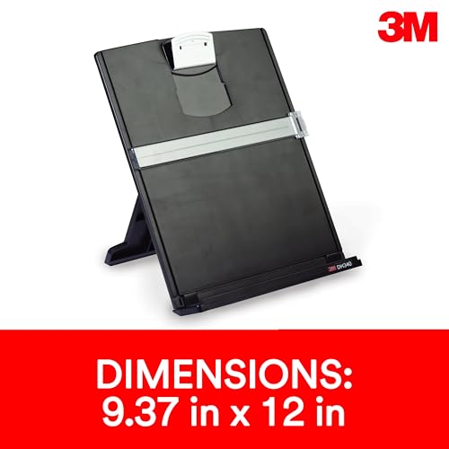 3M Desktop Document Holder Copy Holder, Adjustable Clip Holds Portrait and Landscape Documents for Easy Viewing, Bottom Ledge Has Lip to Keep up to 150 Sheets Securely in Place, Black (DH340MB) - Image 2
