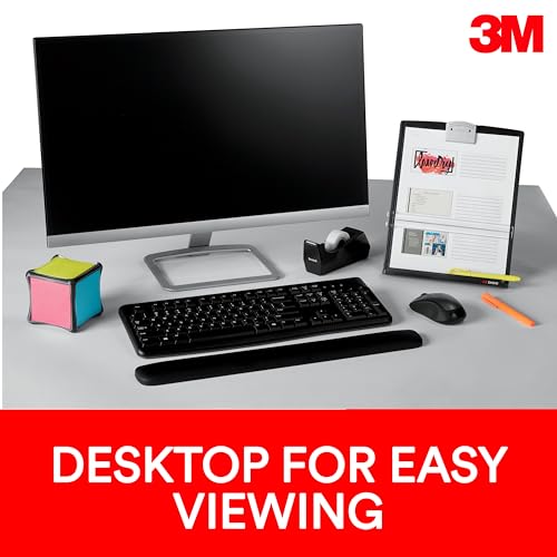 3M Desktop Document Holder Copy Holder, Adjustable Clip Holds Portrait and Landscape Documents for Easy Viewing, Bottom Ledge Has Lip to Keep up to 150 Sheets Securely in Place, Black (DH340MB) - Image 3