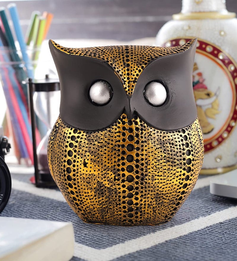 ZART Polyresin Owl Showpiece for Home Decor Showpiece Office Table Decorative Showpiece Multicolor