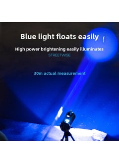 Generic Smiling Shark Strong Light Fishing Flashlight Outdoor Aluminum Alloy 4 Light Source Fishing Lamp Induction Blue Light Fishing Lamp Night Fishing Lamp-Color:W322-12H With 2A Plug, Cloth Bag  - Image 2
