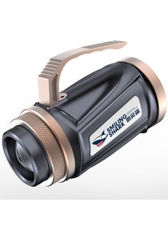 Generic Smiling Shark Strong Light Fishing Flashlight Outdoor Aluminum Alloy 4 Light Source Fishing Lamp Induction Blue Light Fishing Lamp Night Fishing Lamp-Color:W322-12H With 2A Plug, Cloth Bag  - Image 4