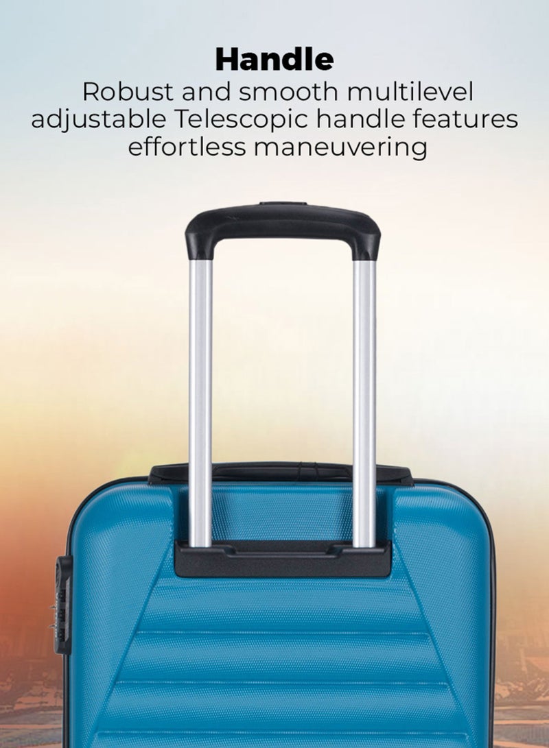 VIPTOUR ABS Material 3-Piece Hard Case Trolley Luggage Set, 4 Quiet 360° Spinner Wheels Suitcase With Combination Lock, Small (2.5kg), Medium (3kg), Large (3.8kg) (20''/24''/28'') - Blue - Image 2