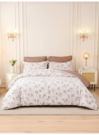 Donetella Printed Duvet Set, King Size Fits 200x200 cm - 6-Pcs Bed Set, Brushed Microfiber Fabric - 1 Duvet Cover, 1 Fitted Sheet, 2 Pillow Shams, 2 Pillowcases (Filler Not Included)