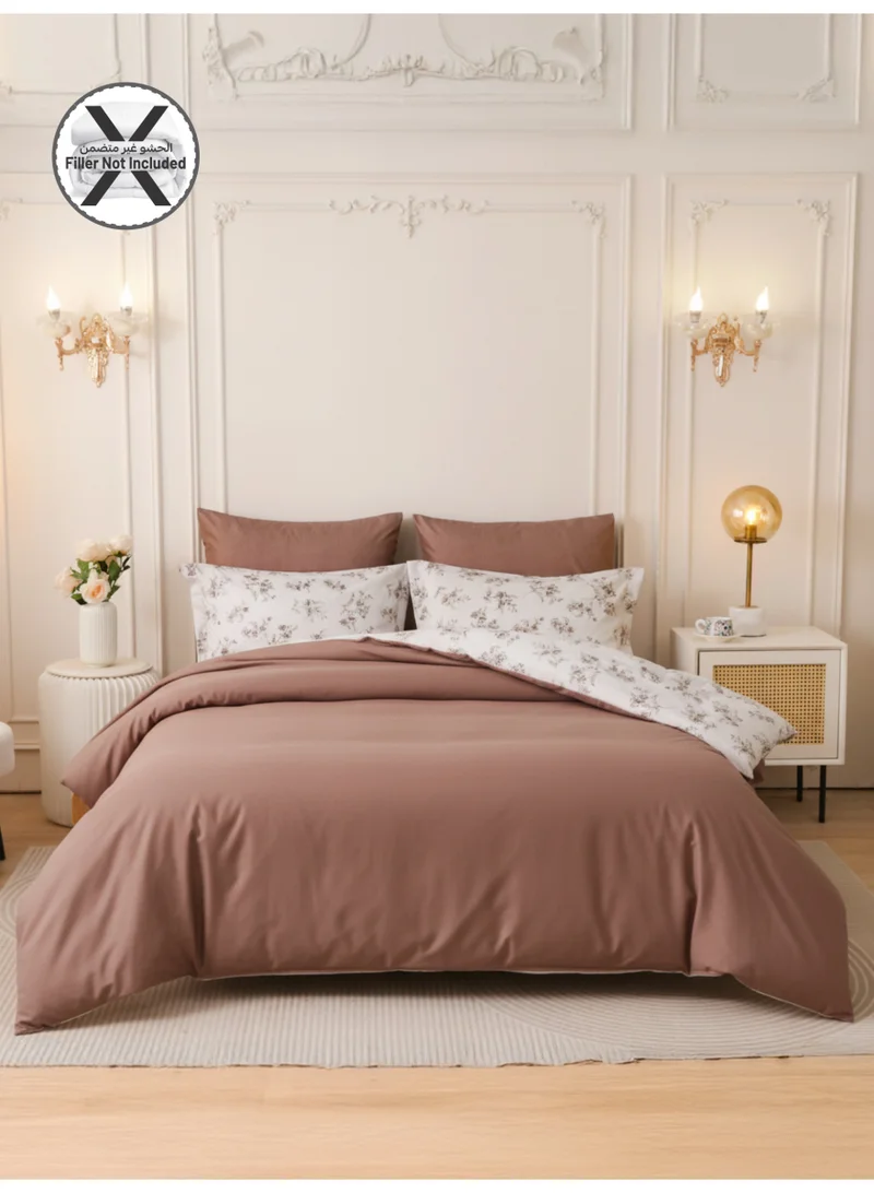 Donetella Printed Duvet Set, King Size Fits 200x200 cm - 6-Pcs Bed Set, Brushed Microfiber Fabric - 1 Duvet Cover, 1 Fitted Sheet, 2 Pillow Shams, 2 Pillowcases (Filler Not Included)