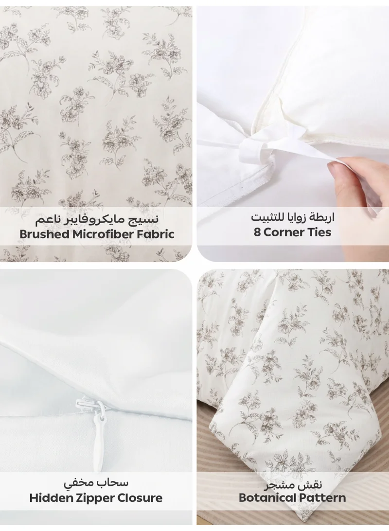 Donetella KING (200x200 cm) Printed Duvet Set, King Size Fits 200x200 cm - 6-Pcs Bed Set, Brushed Microfiber Fabric - 1 Duvet Cover, 1 Fitted Sheet, 2 Pillow Shams, 2 Pillowcases (Filler Not Included)  | Best Price UAE
