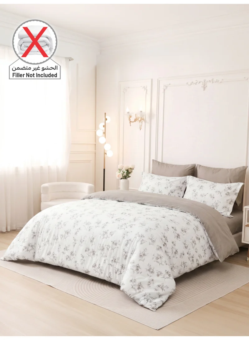 Donetella Printed Duvet Set, King Size Fits 200x200 cm - 6-Pcs Bed Set, Brushed Microfiber Fabric - 1 Duvet Cover, 1 Fitted Sheet, 2 Pillow Shams, 2 Pillowcases (Filler Not Included)