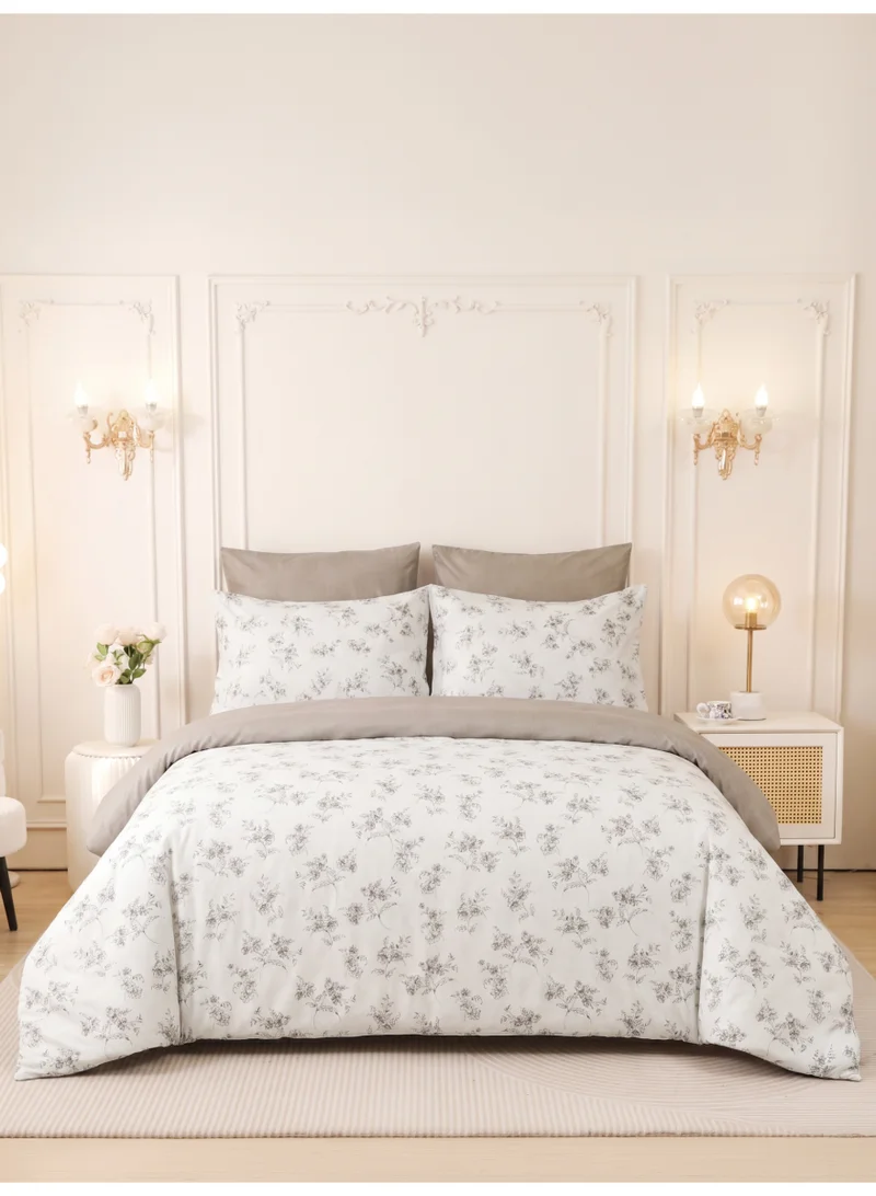 Donetella Printed Duvet Set, King Size Fits 200x200 cm - 6-Pcs Bed Set, Brushed Microfiber Fabric - 1 Duvet Cover, 1 Fitted Sheet, 2 Pillow Shams, 2 Pillowcases (Filler Not Included)