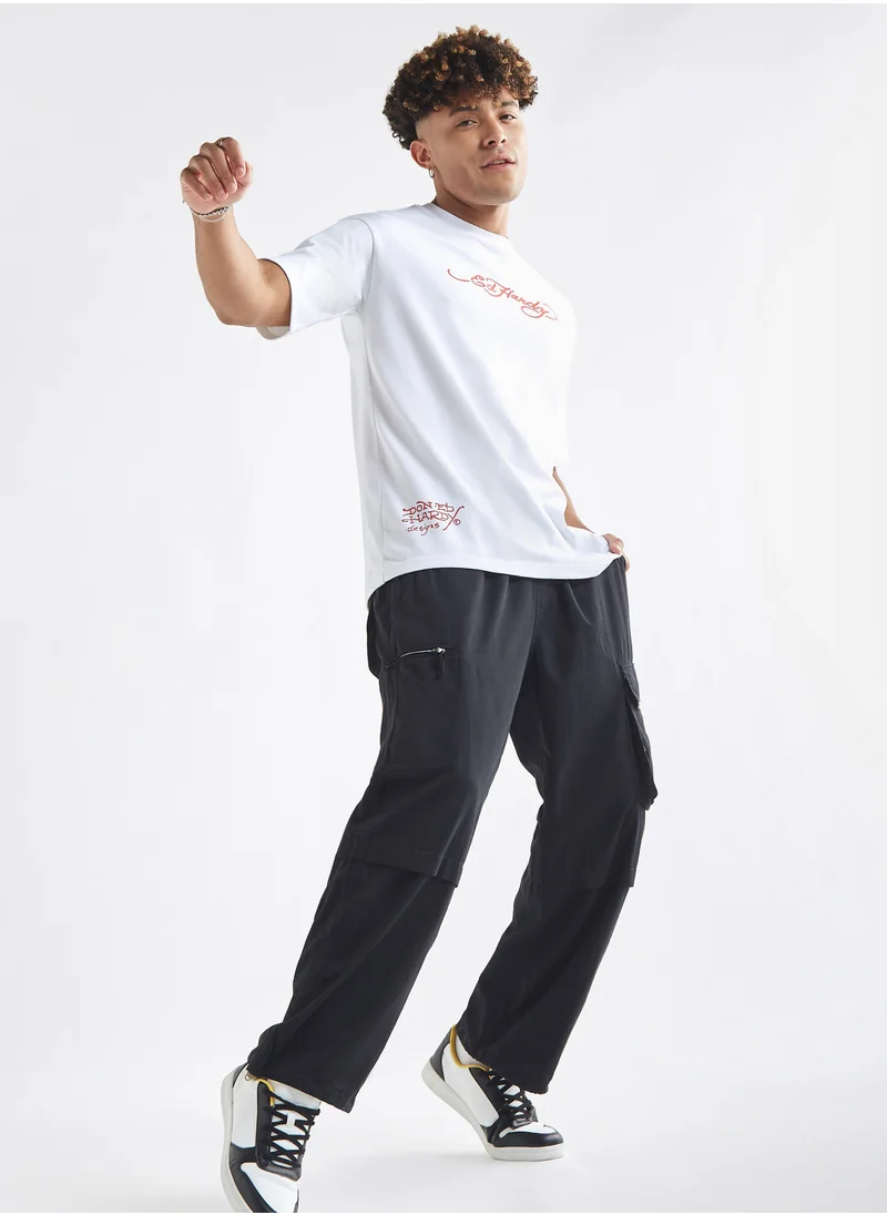 FAV Logo Print Crew Neck T-shirt with Short Sleeves