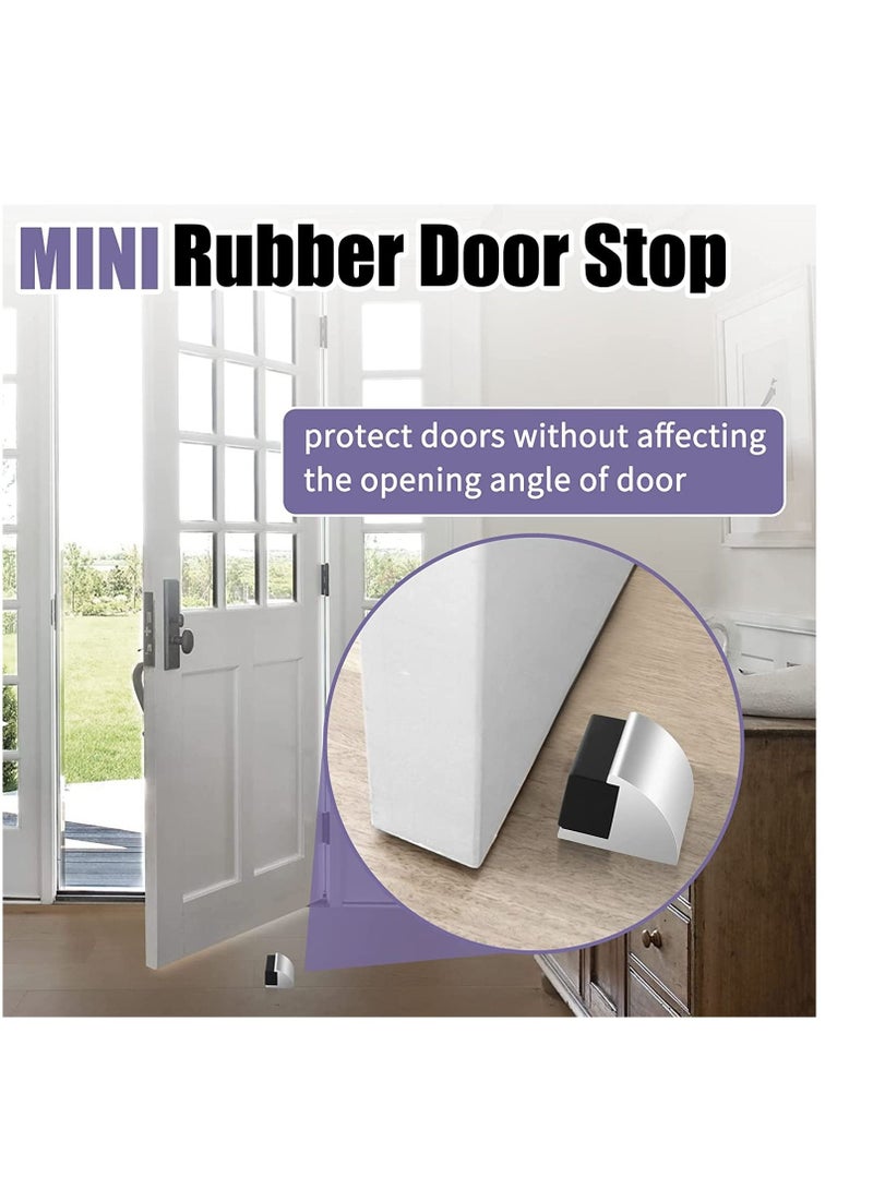SYOSI SYOSI Door Stop Floor Door Stopper for Skirtings Stainless Steel Modern Chrome Rubber Door Wall Protector Floor Mounted Doorstop with Screws Protect Walls and Doors 2 Pack  - Image 2