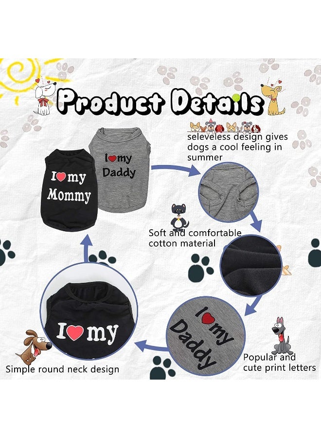 مومو بير قميص Mumoo Bear Dog، سترات صيفية للحيوانات الأليفة، تي شيرت I Love My Mommy Dog، تي شيرت قطني مطبوع، سترة للكلاب الصغيرة والجراء والقطط مقاس S، رمادي، قميص كلاب (أم) - Image 5