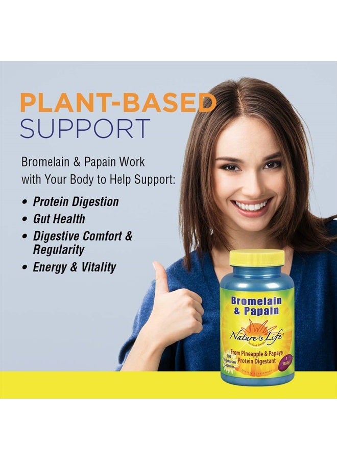 Nature's Life Bromelain & Papain | Proteolytic Enzymes for Digestive Support & Comfort | from Pineapple & Papaya | 250mg Ea | 100 Vegetarian Capsules - Image 2
