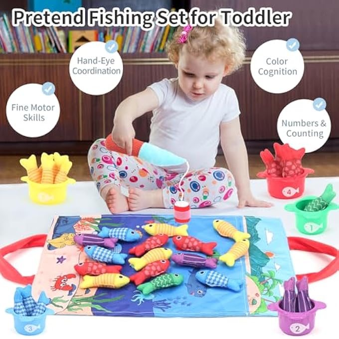 MONTESSORI SENSORY TOYS FOR BABIES 6-12 MONTHS, SOFT CLOTH FISHING GAME FOR TODDLERS 1-2 YEARS, EARLY LEARNING GIFT FOR 2 YEAR OLDS - Image 5
