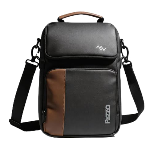 PAZZO PU Leather Premium Professional Messenger Bag | Upto 14" | Water Resistant| Multiple Organisers|Travel Office Bag for Men & Women| Unisex College Sling Cross Body Shoulder Bag for Boys and Girls - Image 1