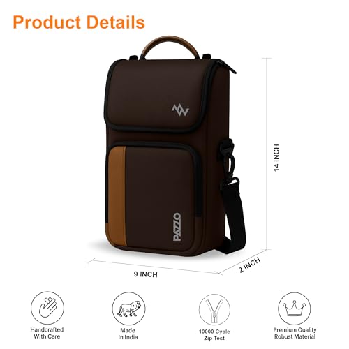 PAZZO PU Leather Premium Professional Messenger Bag | Upto 14" | Water Resistant| Multiple Organisers|Travel Office Bag for Men & Women| Unisex College Sling Cross Body Shoulder Bag for Boys and Girls - Image 5