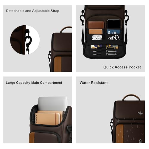 PAZZO PU Leather Premium Professional Messenger Bag | Upto 14" | Water Resistant| Multiple Organisers|Travel Office Bag for Men & Women| Unisex College Sling Cross Body Shoulder Bag for Boys and Girls - Image 4