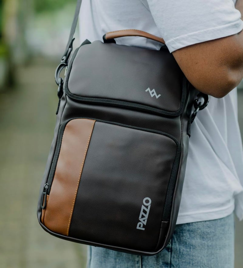 PAZZO PU Leather Premium Professional Messenger Bag | Upto 14" | Water Resistant| Multiple Organisers|Travel Office Bag for Men & Women| Unisex College Sling Cross Body Shoulder Bag for Boys and Girls - Image 2