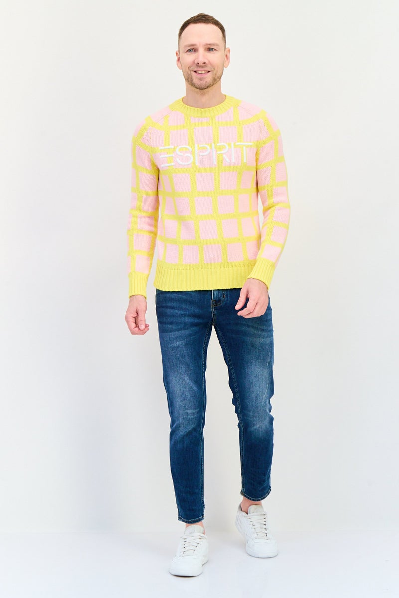ESPRIT Men Ribbed Neck Embroidered Logo Knitted Sweater, Multicolor - Image 4