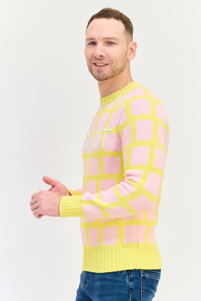 ESPRIT Men Ribbed Neck Embroidered Logo Knitted Sweater, Multicolor - Image 2