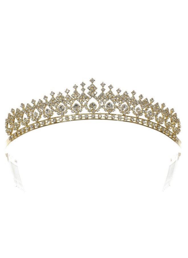 SAMKY Gold Royal Bridal Crown Rhinestone Headpieces For Women Wedding Accessories For Bride  - Image 1