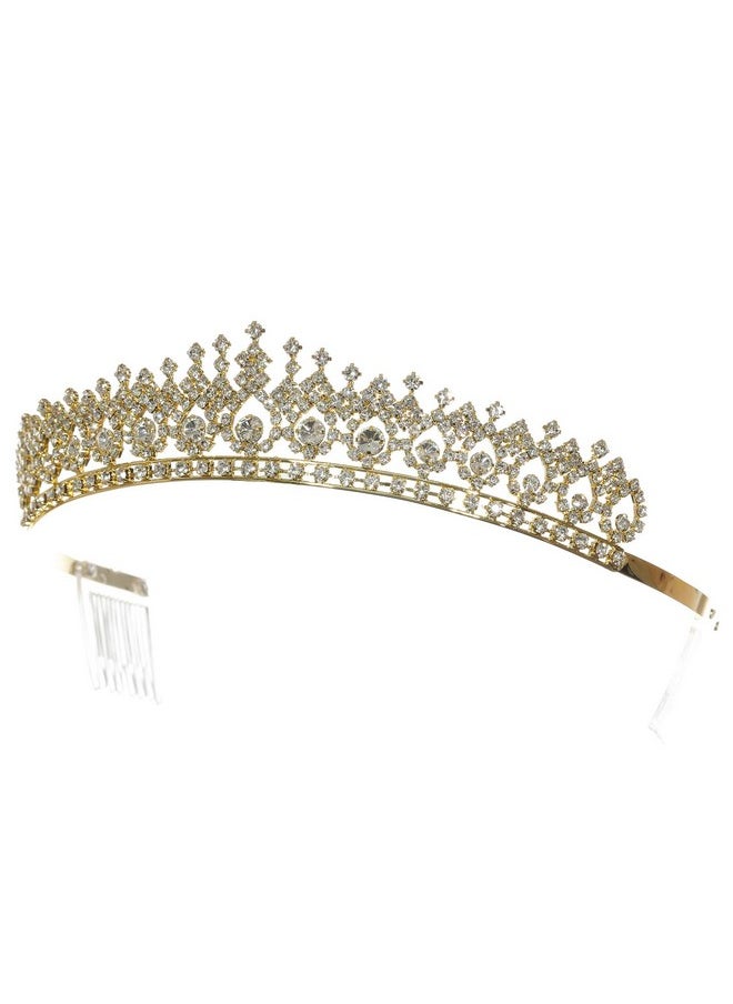 SAMKY Gold Royal Bridal Crown Rhinestone Headpieces For Women Wedding Accessories For Bride  - Image 2