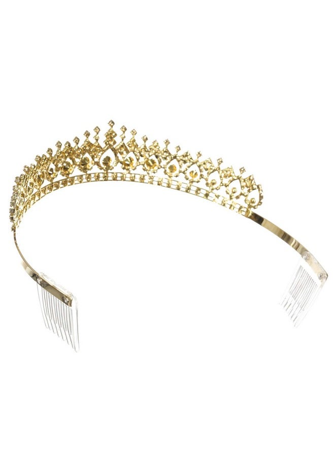 SAMKY Gold Royal Bridal Crown Rhinestone Headpieces For Women Wedding Accessories For Bride  - Image 3