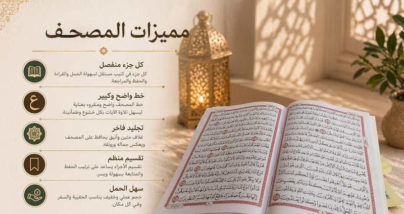 A small-sized Quran divided into 30 parts, with a carrying case. - Image 3