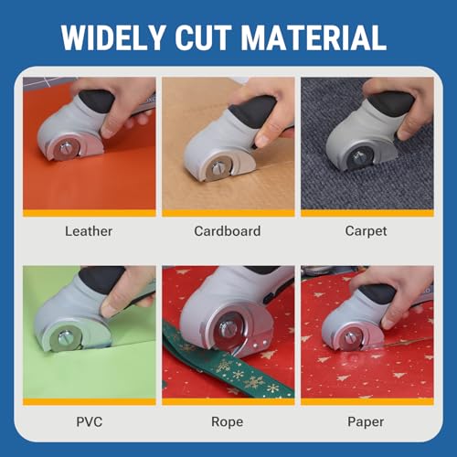 VLOXO Cordless Cardboard Cutter, Electric Scissors with Safety Lock 4.2V Power Box Cutter Multi-Cutting Tools, Rechargeable Electric Scissors for Cardboard Leather Carpet with Storage Box Grey - Image 2