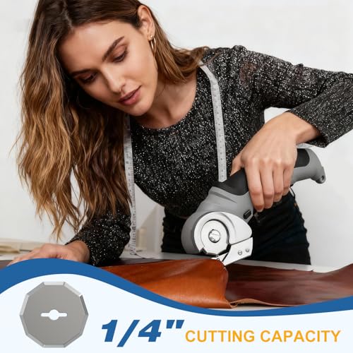 VLOXO Cordless Cardboard Cutter, Electric Scissors with Safety Lock 4.2V Power Box Cutter Multi-Cutting Tools, Rechargeable Electric Scissors for Cardboard Leather Carpet with Storage Box Grey - Image 3
