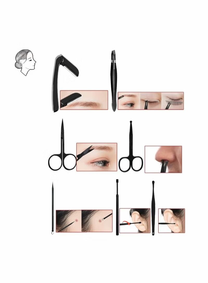 ORiTi مجموعة أدوات العناية بالقدمين والمانيكير من ORiTi مكونة من 18 قطعة مع حقيبة حمل باللون الأسود - Image 3