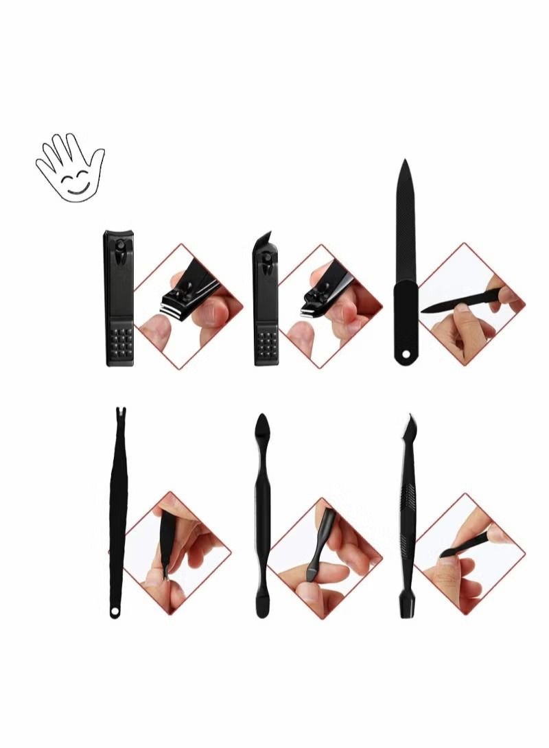 ORiTi مجموعة أدوات العناية بالقدمين والمانيكير من ORiTi مكونة من 18 قطعة مع حقيبة حمل باللون الأسود - Image 4