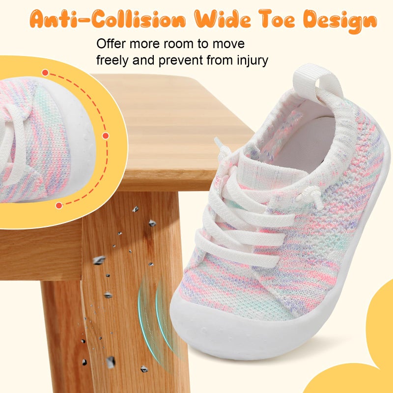 JIASUQI Toddler Shoes for Boys Girls Socks Shoes for Infant Baby Slip on Colorful White 12-18 Months - Image 3