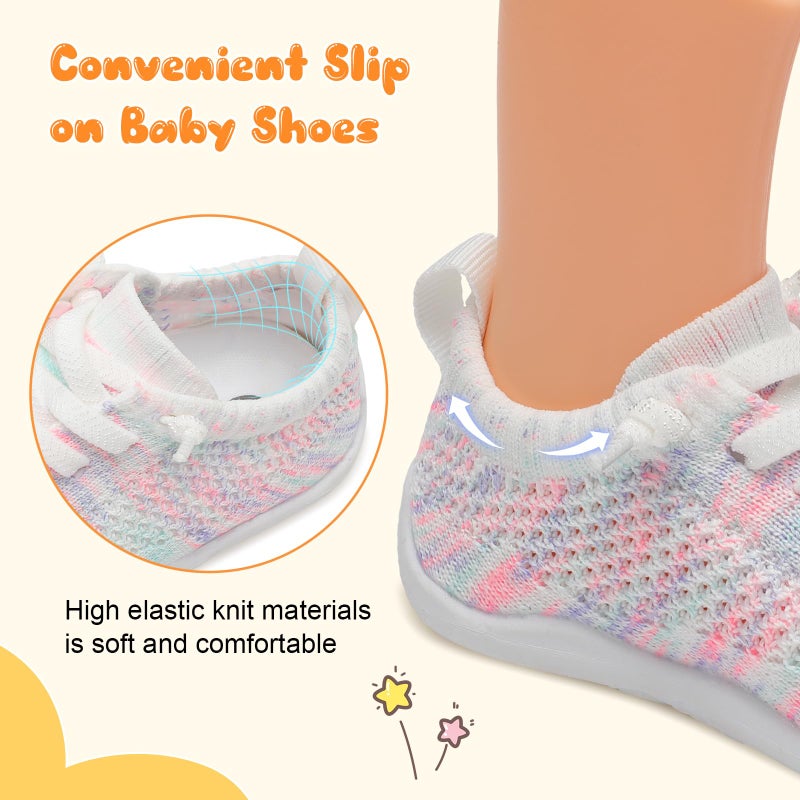 JIASUQI Toddler Shoes for Boys Girls Socks Shoes for Infant Baby Slip on Colorful White 12-18 Months - Image 4