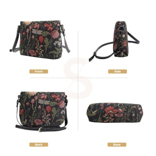 Signare Tapestry Crossbody Bag Shoulder Purse for Women In Morning Garden Black Design (XB02-MGDBK) - Image 2