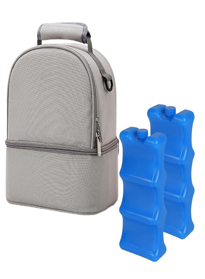 Mancro Breastmilk Cooler Bag with Ice Pack, Fits 6 Insulated Baby Bottles Up to 9 Ounce, Breast Milk Cooler for Nursing Mom (Grey with Ice Pack) - Image 1