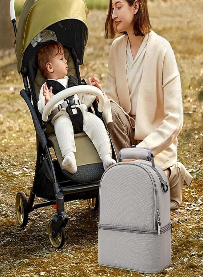 Mancro Breastmilk Cooler Bag with Ice Pack, Fits 6 Insulated Baby Bottles Up to 9 Ounce, Breast Milk Cooler for Nursing Mom (Grey with Ice Pack) - Image 4