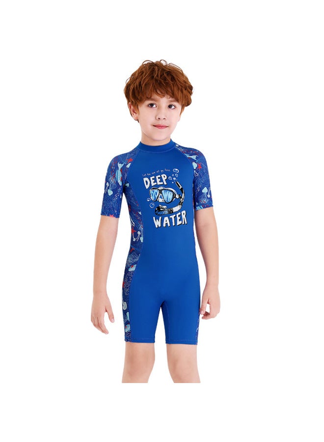 Summer New Children's Swimsuit Women's Short-sleeved One-piece Swimsuit Men's Sunscreen Quick-drying Hot Spring Swimsuit For Children