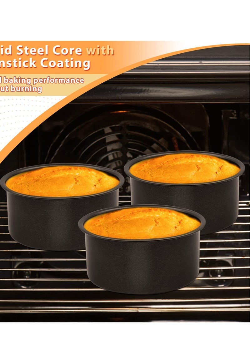 Excefore - 4 Inch Cake Pan Set of 3 Nonstick Stainless Steel Small Round Cake Pans Tin for Baking Birthday Wedding Layer Cakes Straight Sides and 2 Inch Depth - Image 1