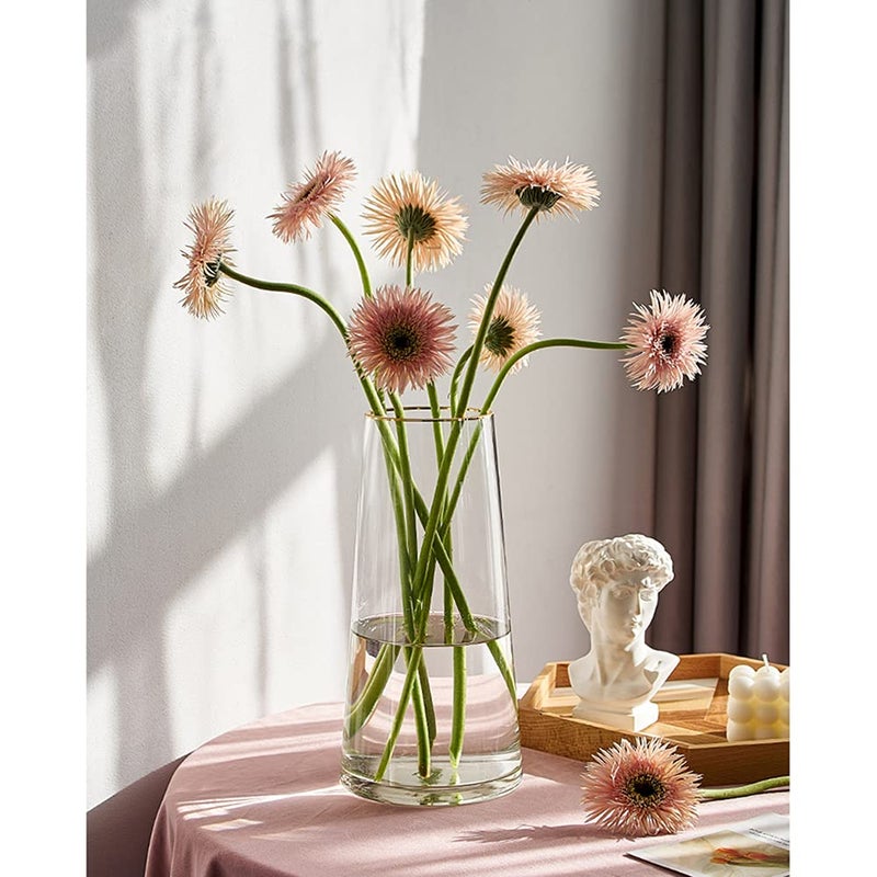 FUNSOBA Clear Glass Flower Vase with Gold Mouth for Centerpieces Home Wedding Decoration (1, Large 5.2" x 9.9â€œ) - Image 3