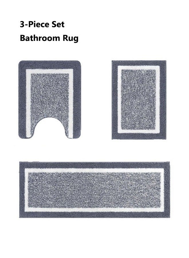 Bathroom Rug Set, Extra Soft and Absorbent Bathroom Mats, Non Slip Washable Carpet for Floor, Soft Plush Shaggy Bath Carpet, Machine Wash Dry, Bath Mats for Bathroom, Tub and Shower, Dark Gray - Image 1