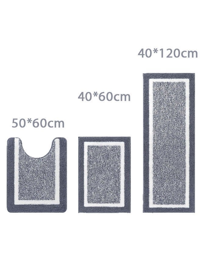 Bathroom Rug Set, Extra Soft and Absorbent Bathroom Mats, Non Slip Washable Carpet for Floor, Soft Plush Shaggy Bath Carpet, Machine Wash Dry, Bath Mats for Bathroom, Tub and Shower, Dark Gray - Image 2