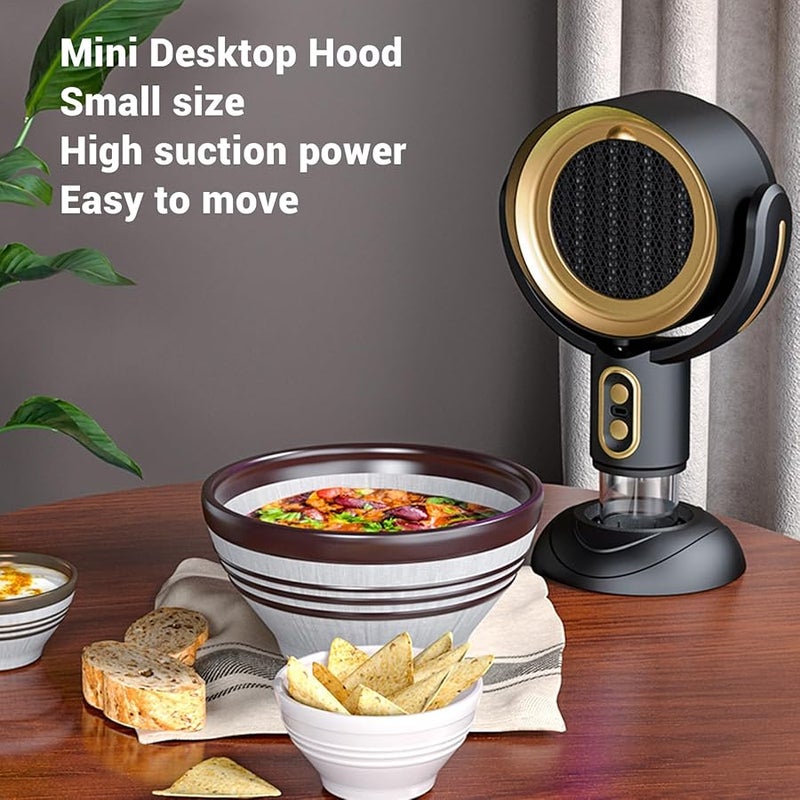 Yosoo Gold Portable Range Hood Desktop Kitchen Exhaust Fan with Ionizer and Oil Collection Box - Image 5