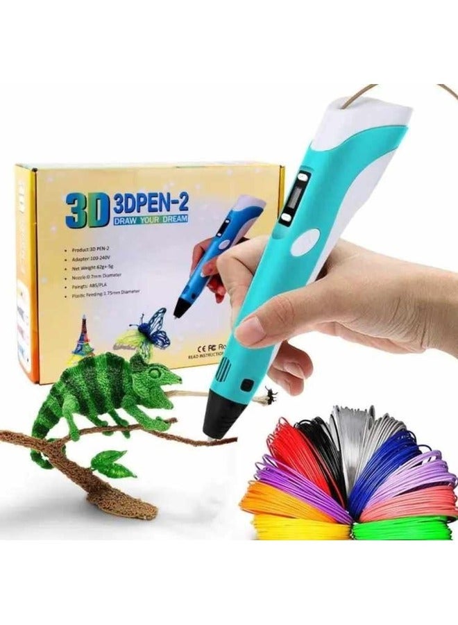 3D pen 3D Printing Pen with Display - Includes 3D Pen, 3 Starter Colors of PLA Filament, Stencil Book + Project Guide, and Charger, Educational Gift For Kids - Image 2