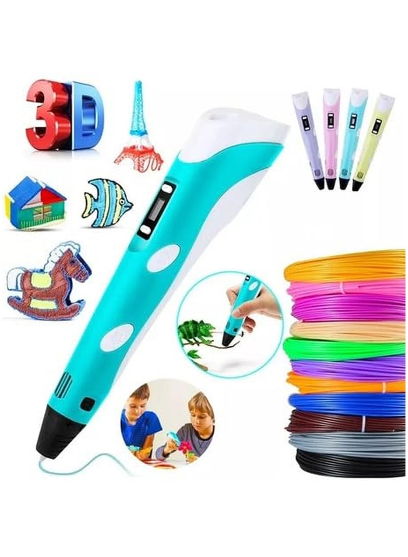 3D pen 3D Printing Pen with Display - Includes 3D Pen, 3 Starter Colors of PLA Filament, Stencil Book + Project Guide, and Charger, Educational Gift For Kids - Image 1